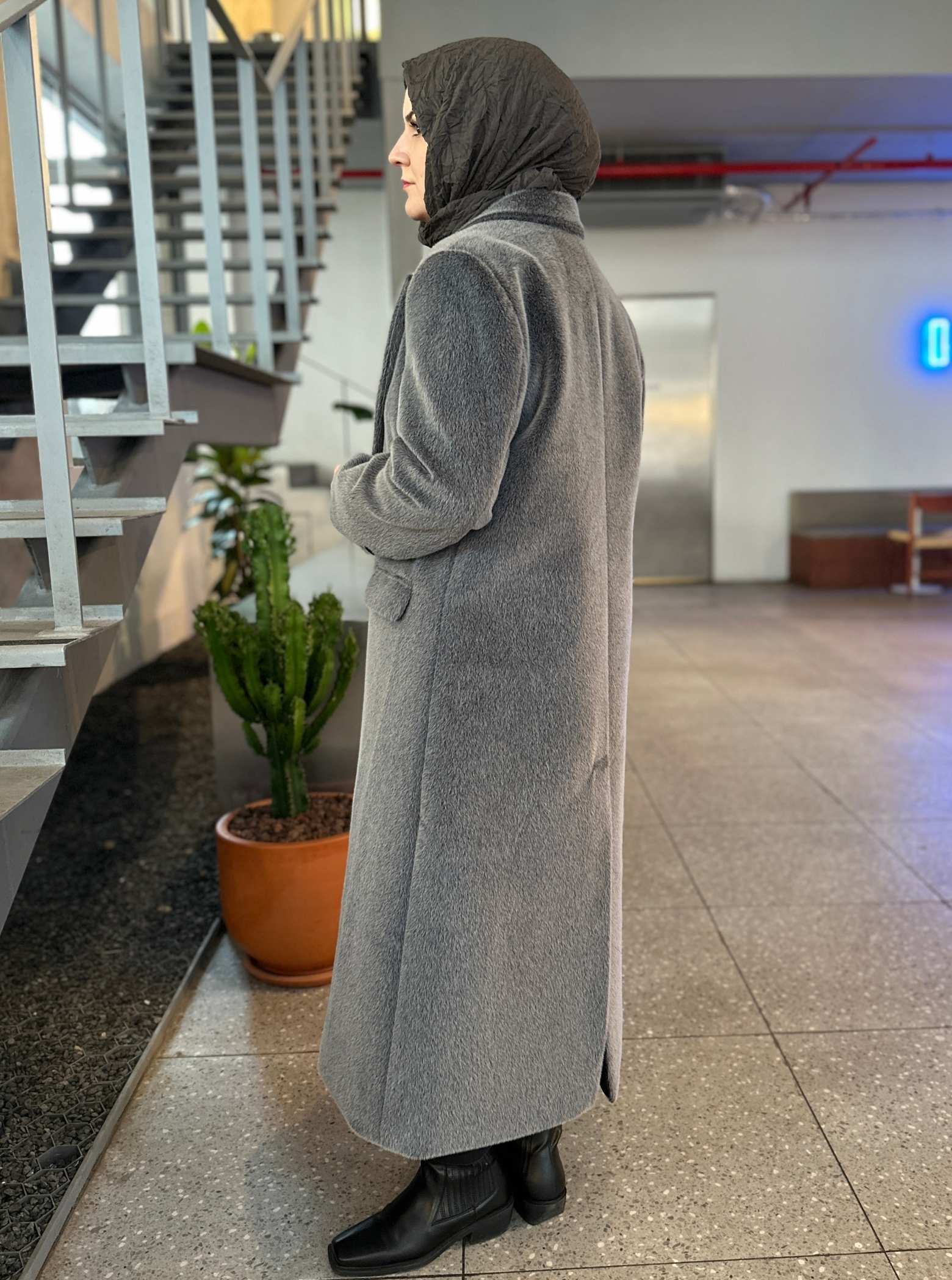 ANGORA KAŞE KABAN GRİ