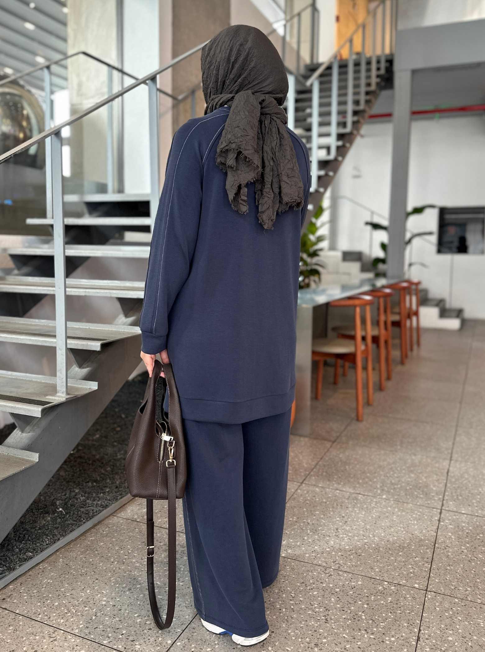 ŞERİT DETAY OYSHO TAKIM LACİVERT