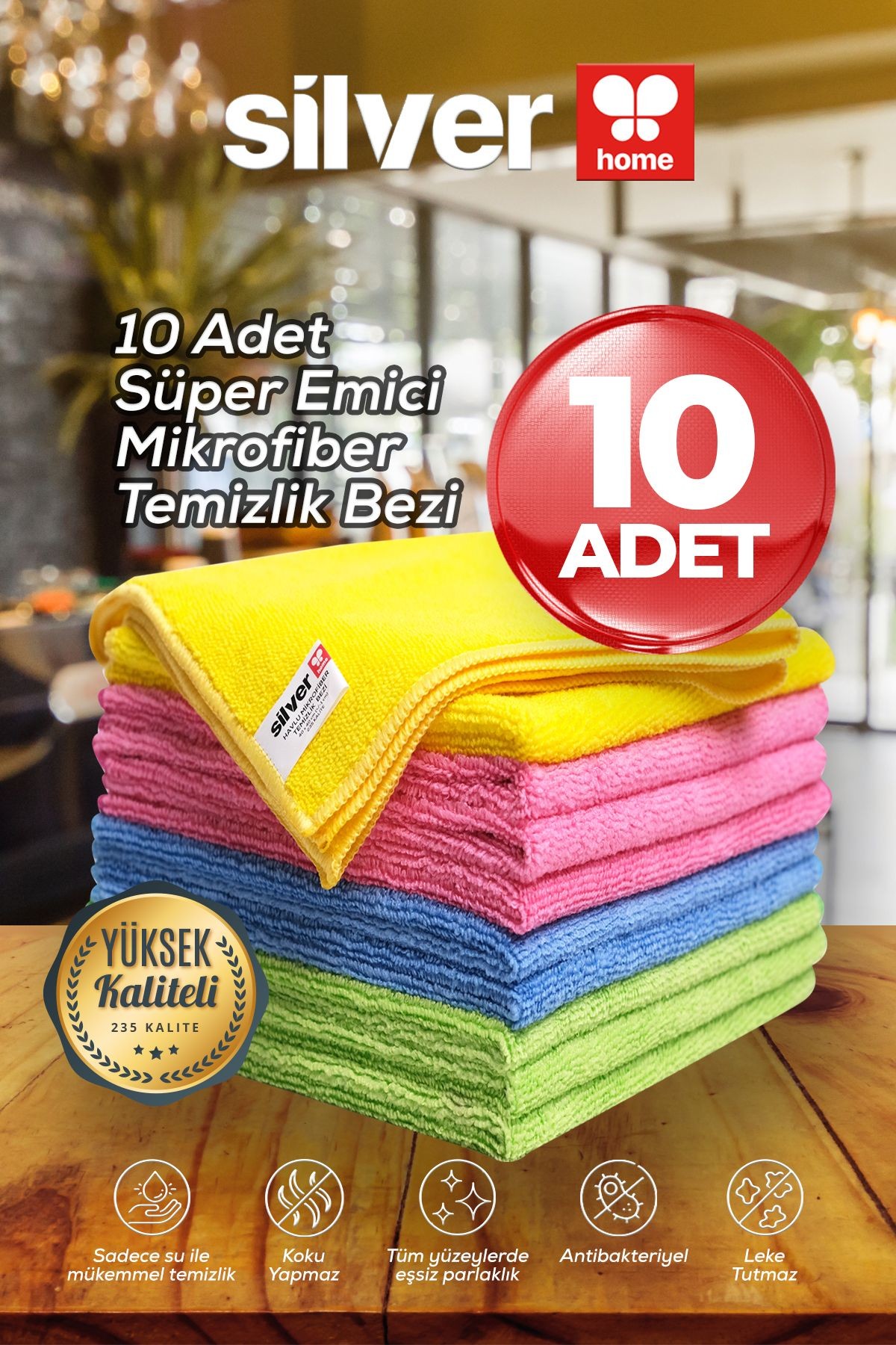 Süper Emici 235 Kalite 40x40cm 10lu Mikrofiber Bez - Yıka Yıka Kullan