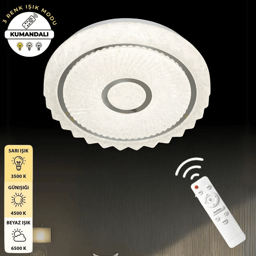 Crown Krom Uzaktan Kumandalı 3 Renk 30 cm Led Avize