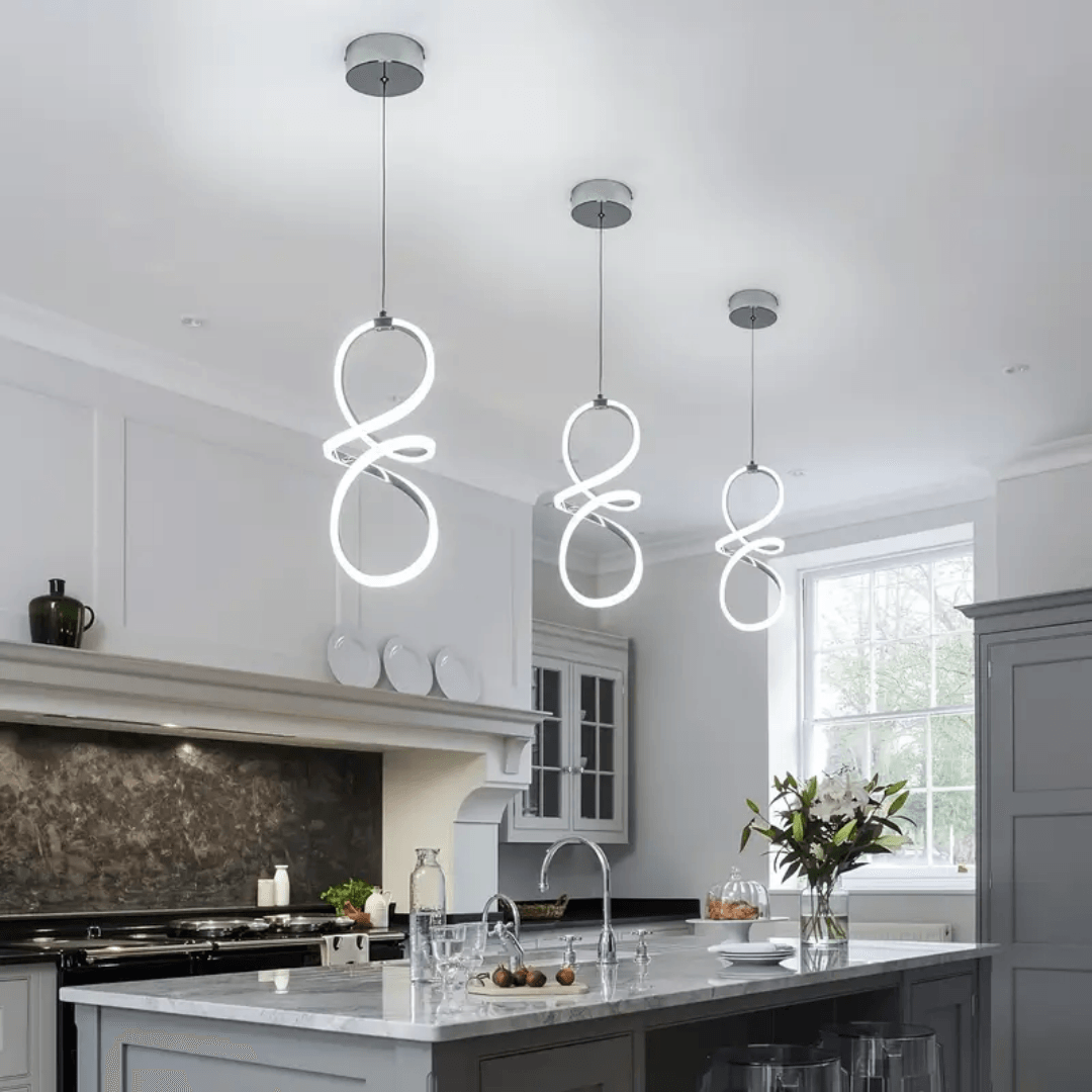 Bohem Gri Beyaz Işık Ledli Modern Sarkıt Led Avize