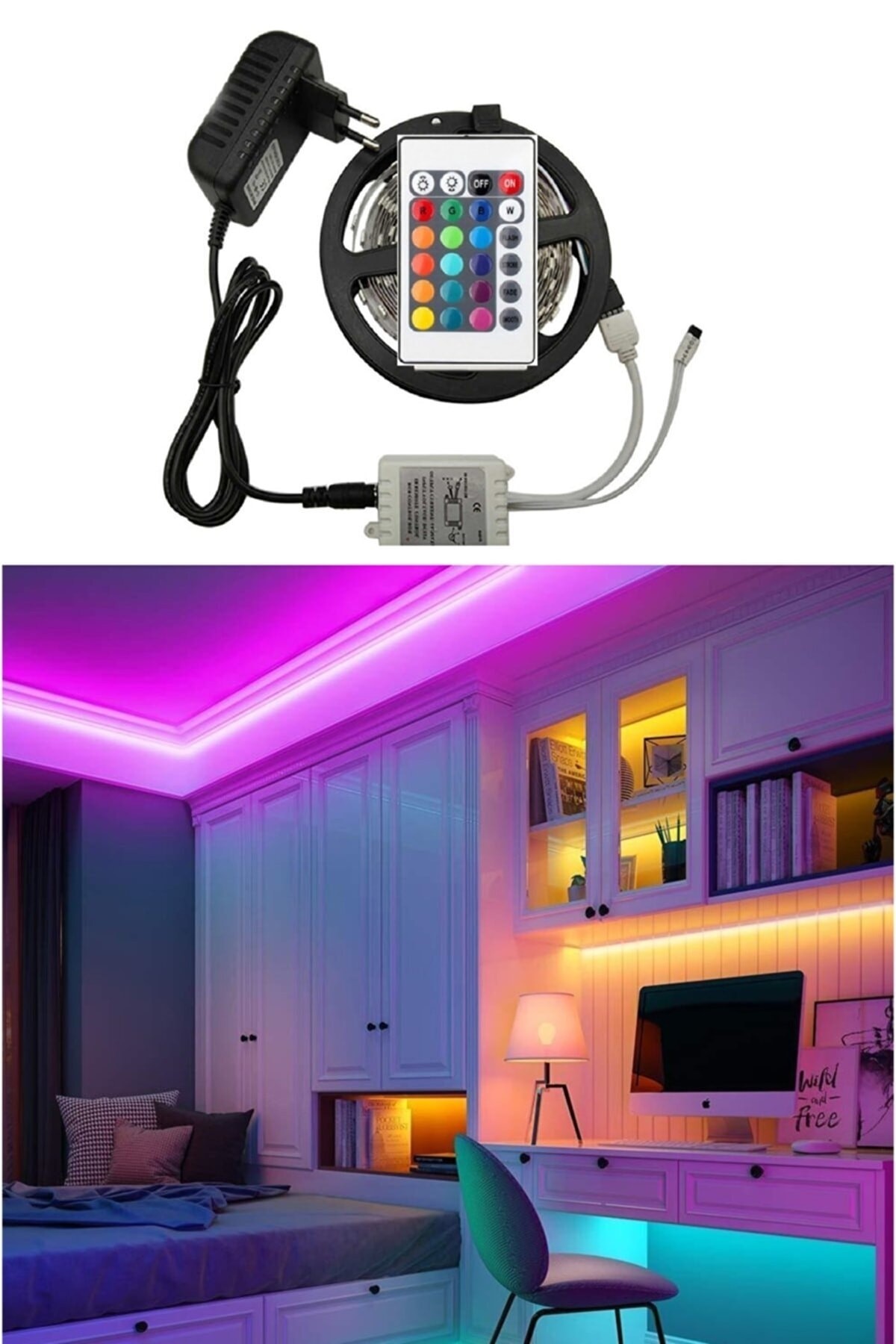 Animasyonlu Tak Çalıştır Kumandalı Rgb Şerit Işık Aydınlatma 5 Metre Set Ultra Pixel