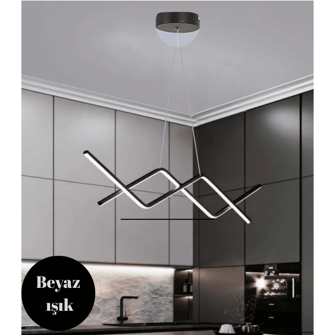 Raha Siyah Modern Sarkıt Beyaz Ledli Avize