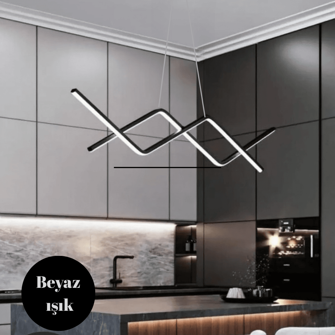 Raha Siyah Modern Sarkıt Beyaz Ledli Avize