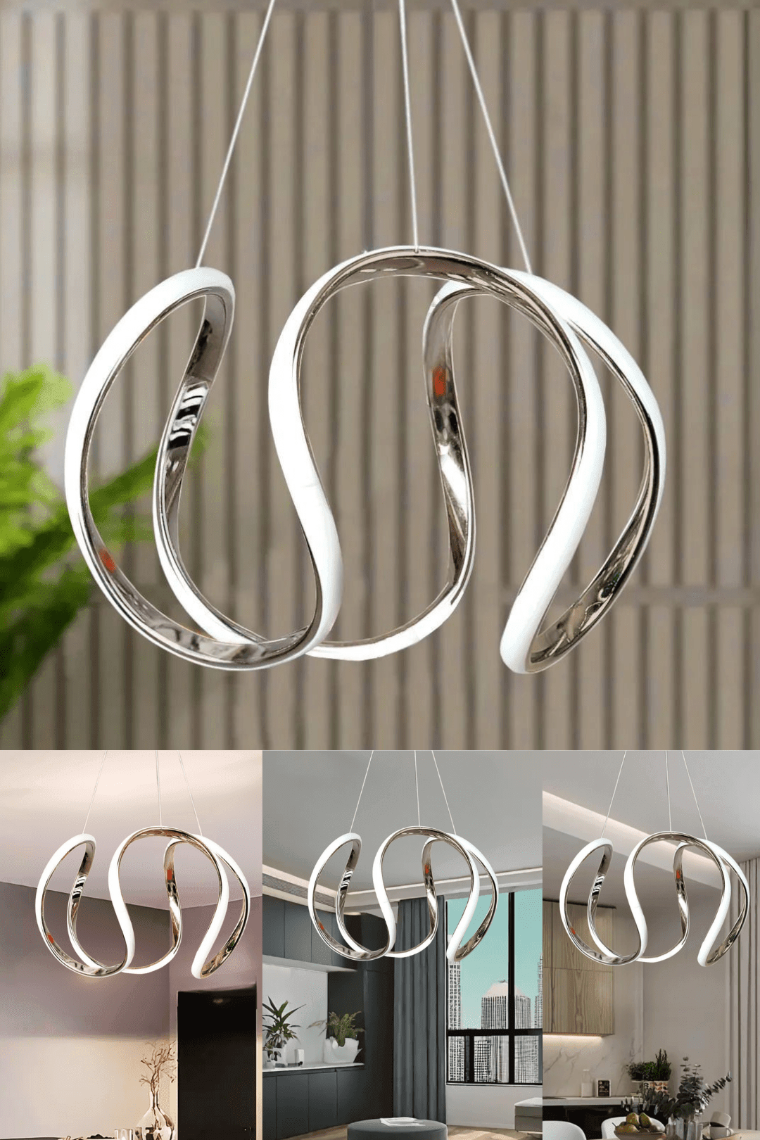 Luxury Krom Gri Modern Özel Tasarım Beyaz Işık Sarkıt Led Avize