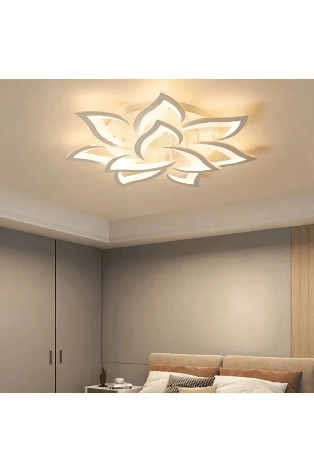 Lotus Beyaz Plafonyer Lüks Modern 10'lu 3 Renk Ledli Avize