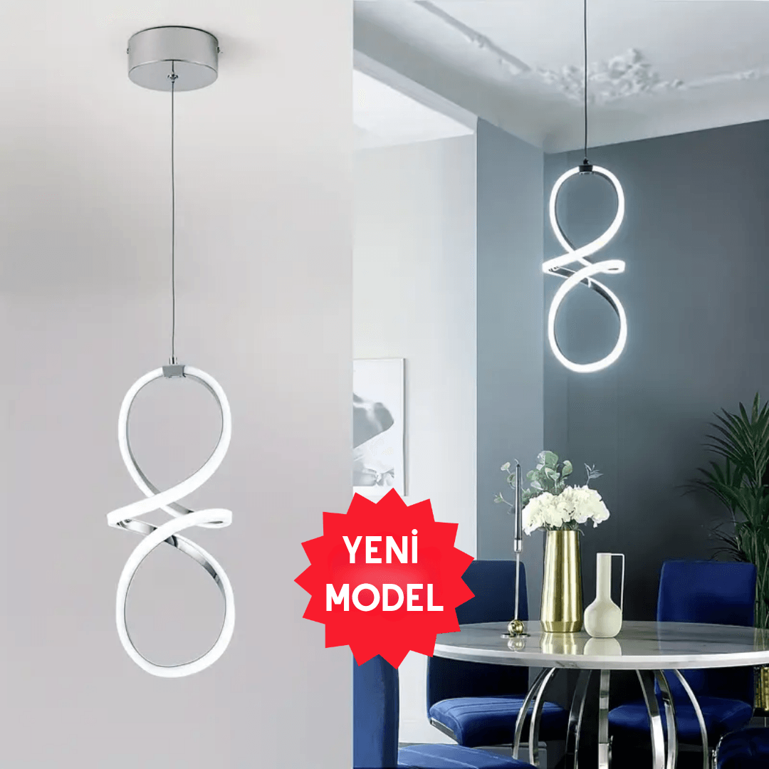Bohem Gri Beyaz Işık Ledli Modern Sarkıt Led Avize
