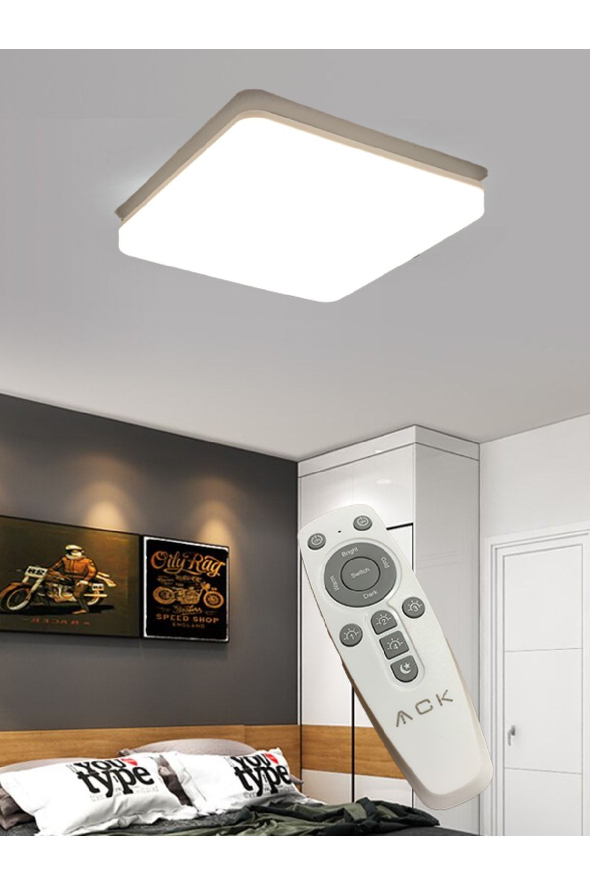 Kumandalı 5 Renk Plafonyer Avize Işık Seviyesi Ayarlanabilir Led Panel