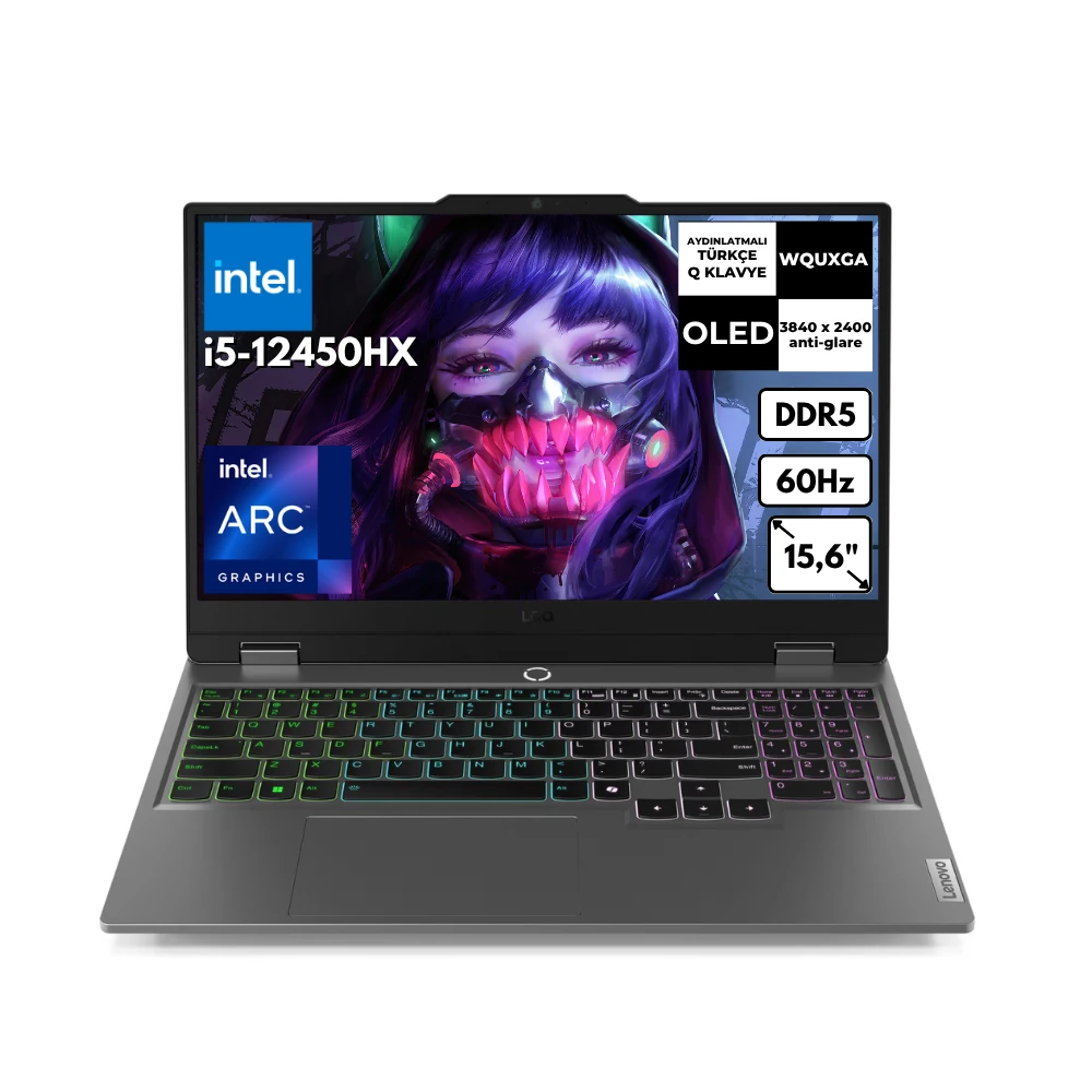 Lenovo LOQ 15IAX9I i5-12450HX 32 GB 2 TBSSD Arc A530M 15.6" 144Hz FHD FreeDos Gaming Laptop 83FQ000UTRAT14 cover pic