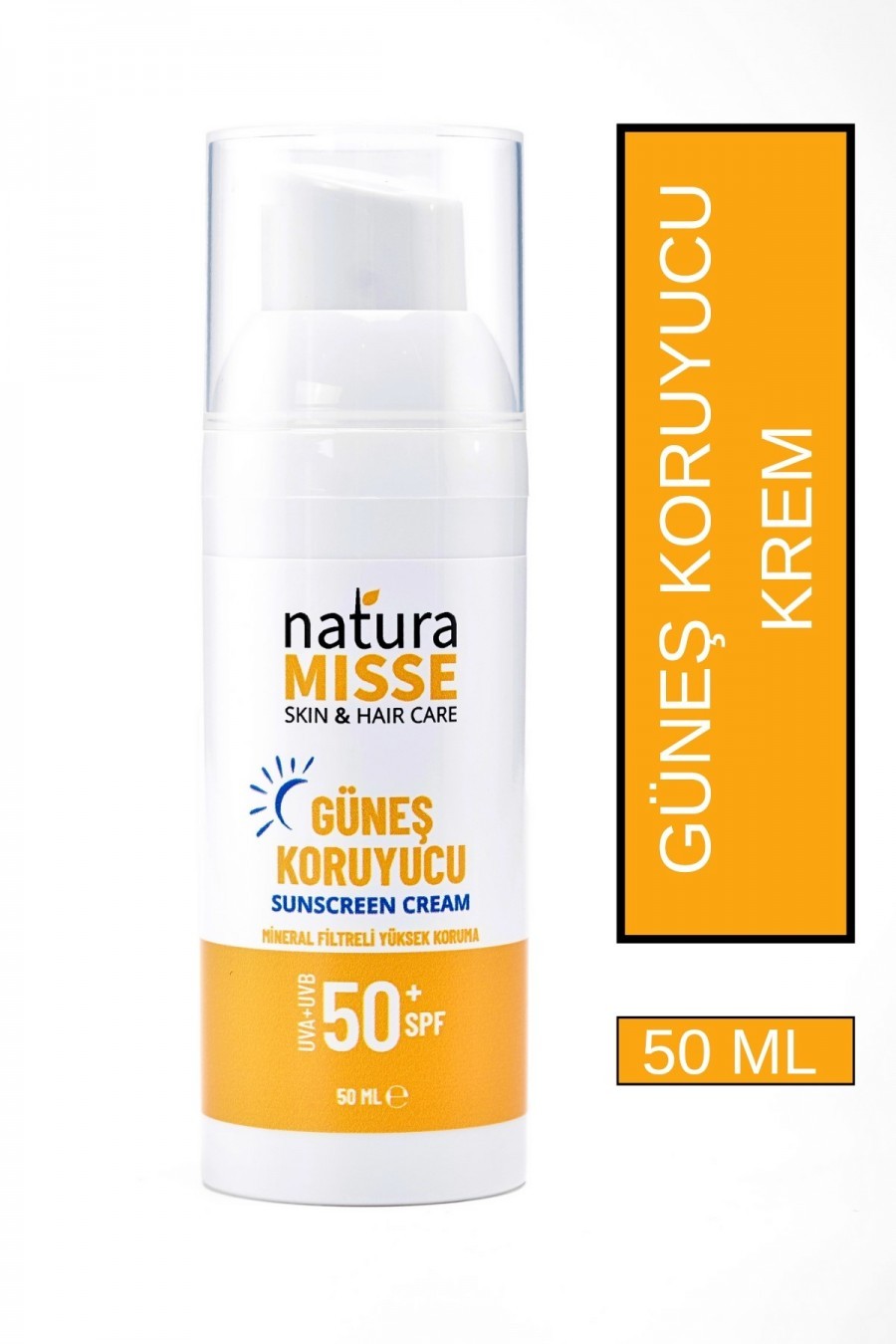 Naturamisse Doğal Güneş Kremi 50 ml Uva Uvb Spf 50 Yüksek Koruma Leke Karşıtı Bakım Nemlendirici Su Bazlı Krem