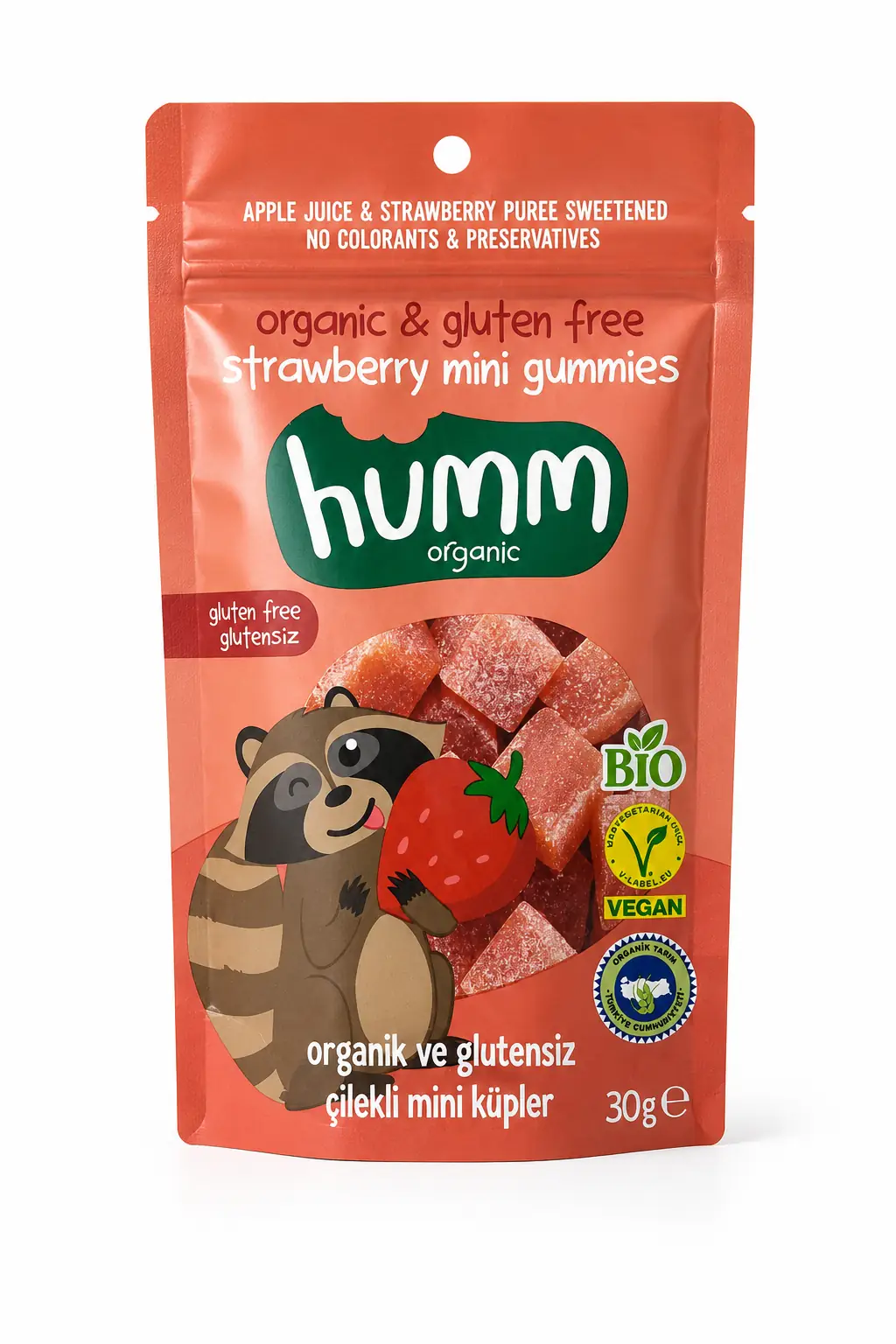 HUMM Organik Çilekli Mini Küpler 30 gr