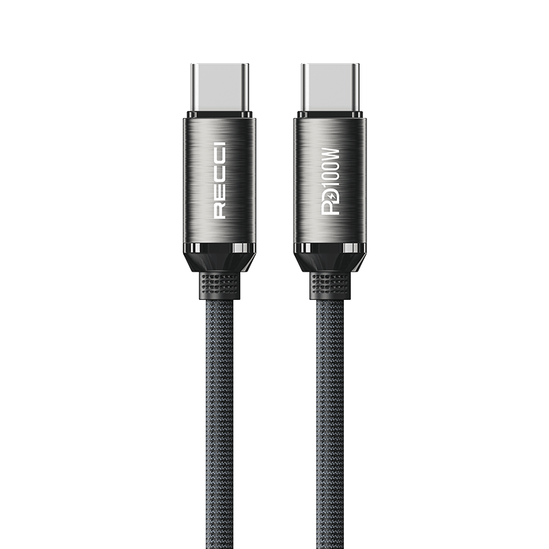 Recci RS45CC Type-C to Type-C PD 100W Örgü Tasarımlı Hızlı Şarj Özellikli Data ve Şarj Kablosu 1M image