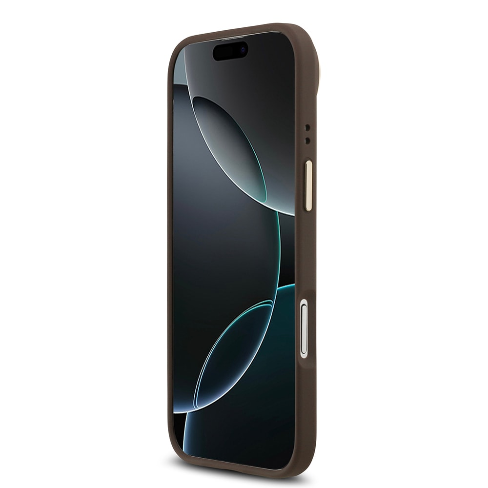 Apple iPhone 17 Air Kılıf Guess Orjinal Lisanslı M-safe Şarj Özellikli Sıcak Baskılı Yazı Logolu PU Deri Peony Kapak
