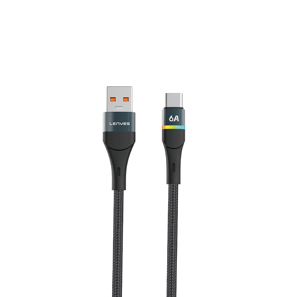 Lenyes LC520 USB-A to Type-C 6A Örgü Tasarımlı Hızlı Şarj Özellikli Data ve Şarj Kablosu 66W 1M image