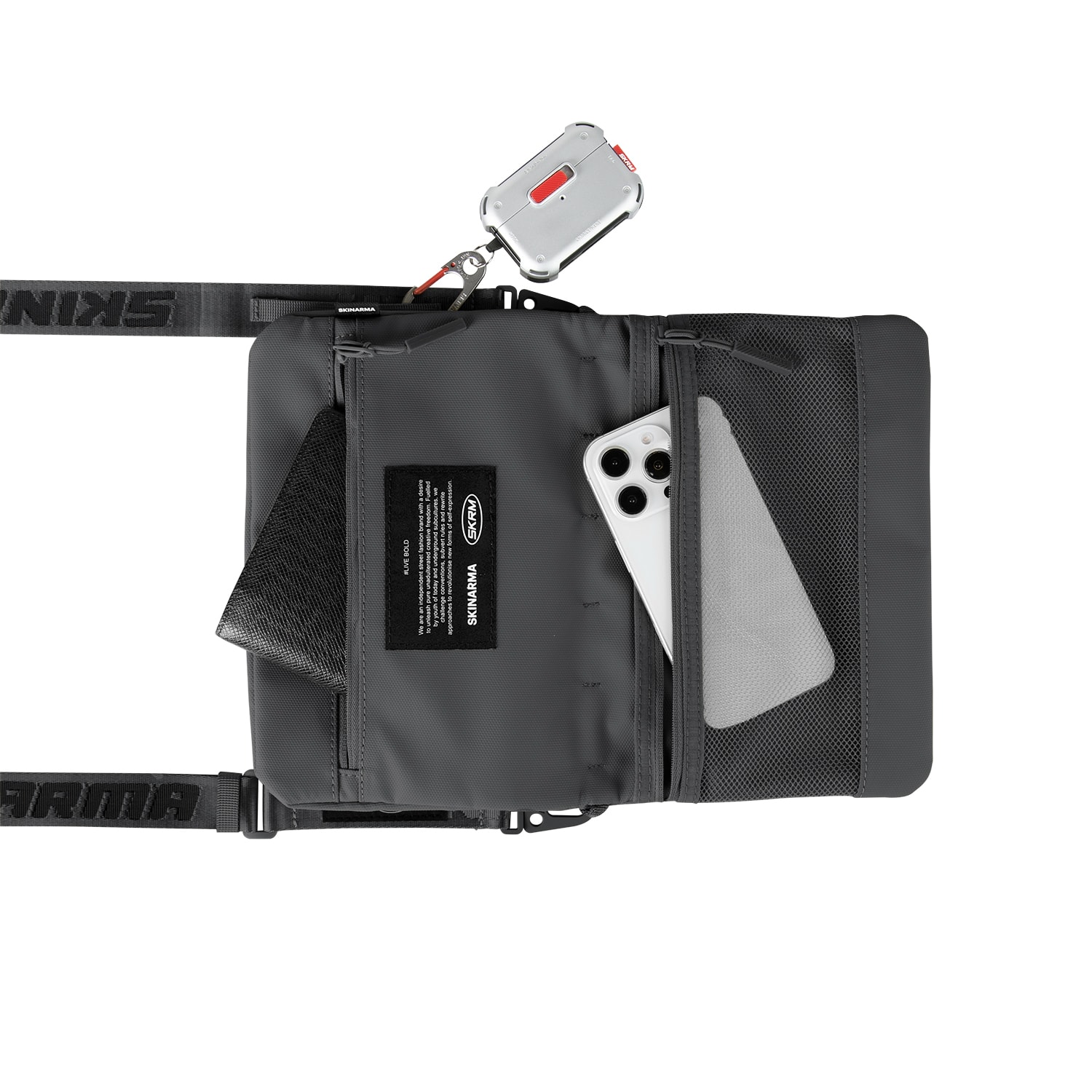 Skinarma Satchel Juno Desenli Naylon Scout Bilek Askı Kayışlı Aksesuar Çantası