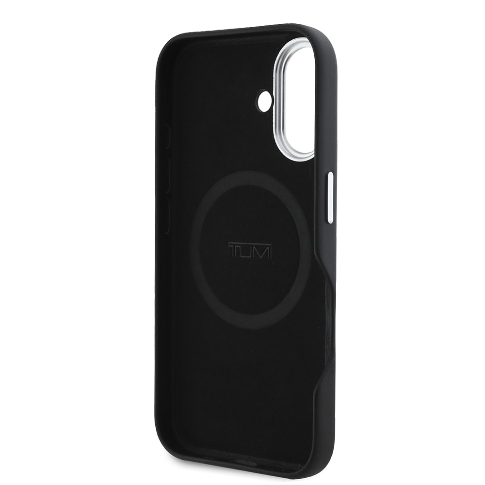 Apple iPhone 16 Kılıf TUMI Orjinal Lisanslı M-safe Şarj Özellikli Metal Yazı Logolu PU Deri Kapak