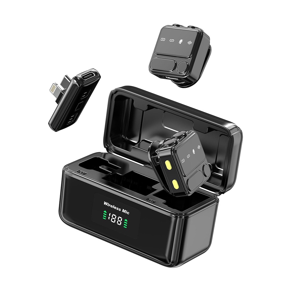 Wiwu Wi-WM005 2in1 Type-C ve Lightning Portlu ANC Özellikli Kablosuz Yaka Mikrofonu