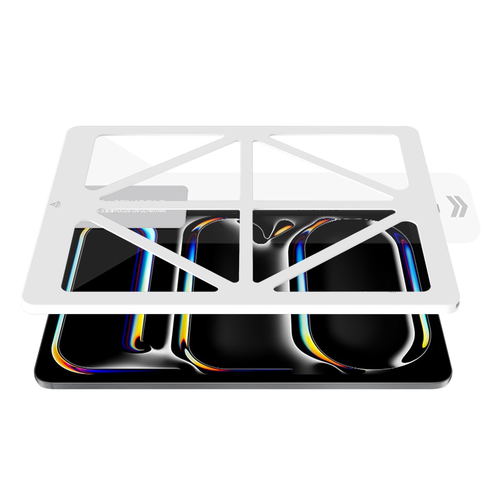 Apple iPad Pro 13 2024 CaseWorld Steel Shield Serisi Temperli Cam Ekran Koruyucu + Uygulama Aparatı