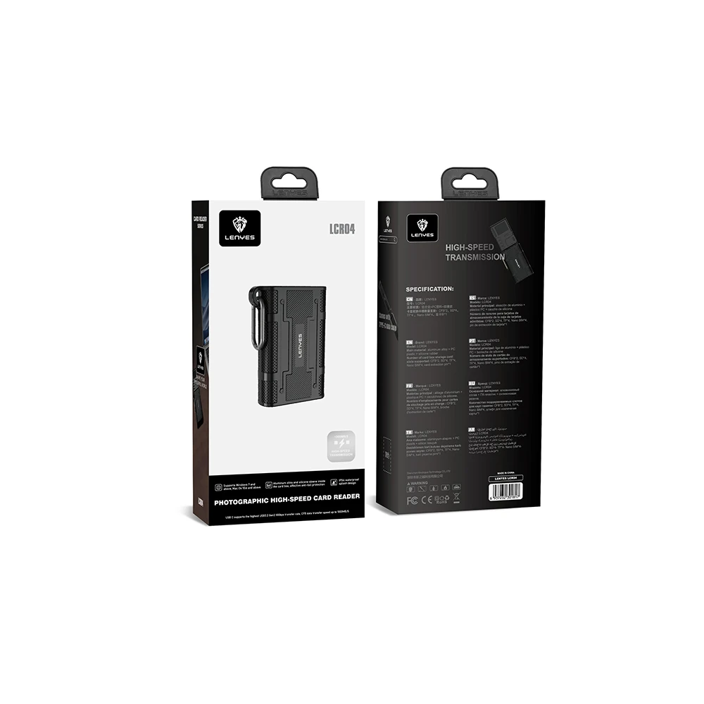 Lenyes LCR04 Type-C Kablolu Su Geçirmez Çoklu Kart Depolama ve Okuyucu Kutusu 10 Gbps