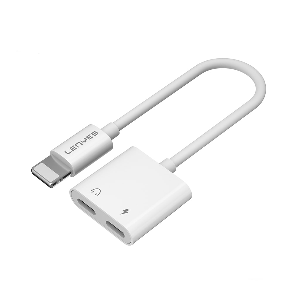Lenyes AX92 Lightning to Lightning 2in1 Şarj ve Kulaklık Dönüştürücü Adaptör image
