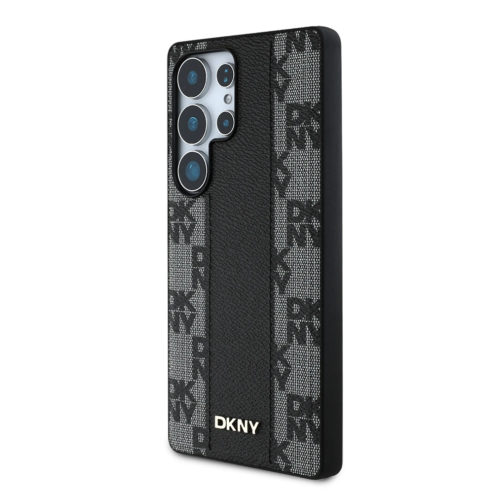 Galaxy S25 Ultra Kılıf DKNY Orjinal Lisanslı M-safe Şarj Özellikli 3D Yazılı Checkered Pattern Kapak