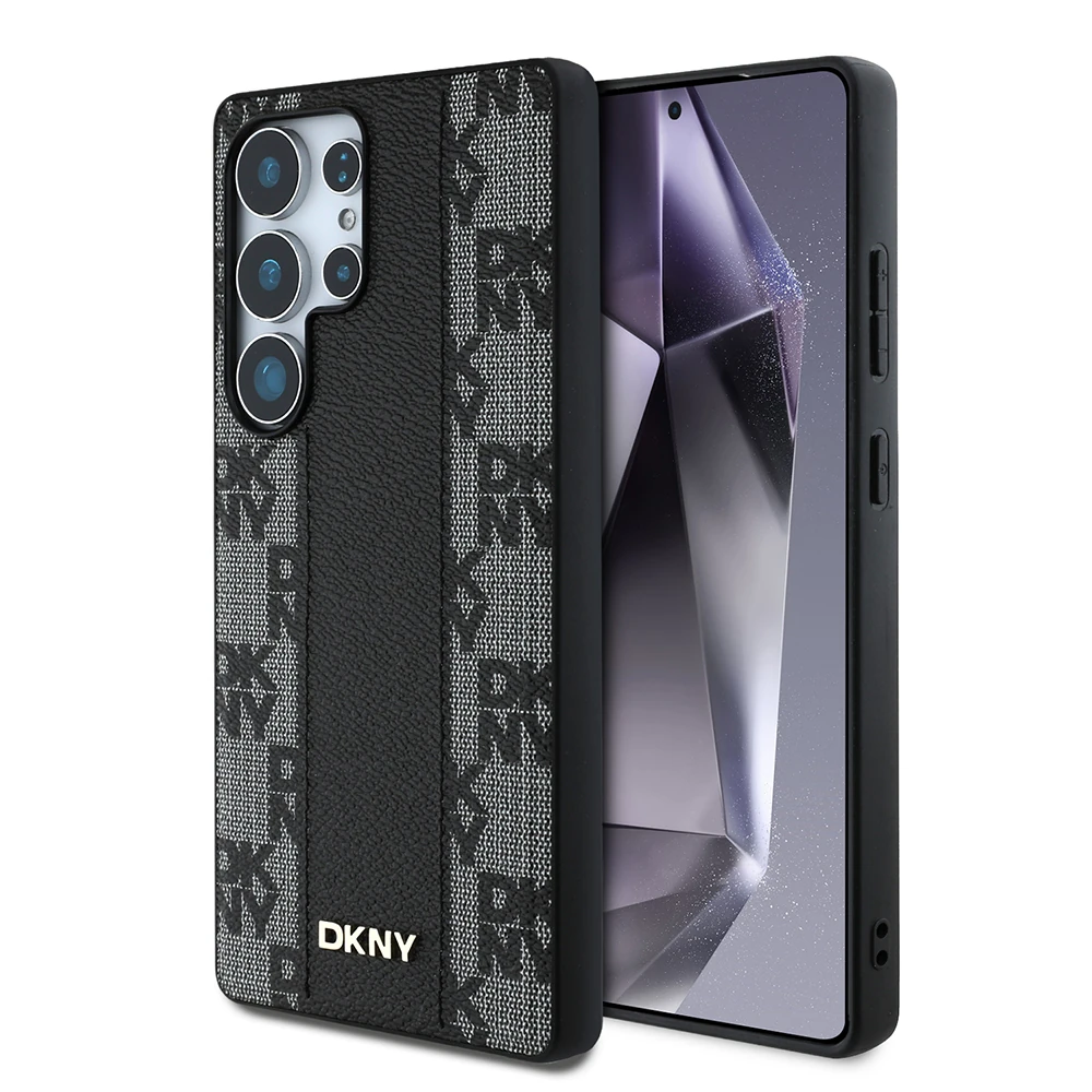 Galaxy S25 Ultra Kılıf DKNY Orjinal Lisanslı M-safe Şarj Özellikli 3D Yazılı Checkered Pattern Kapak image