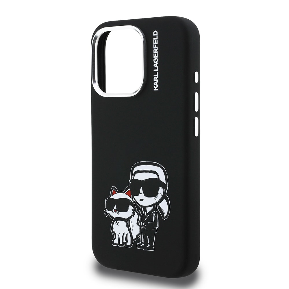 Apple iPhone 16 Pro Max Kılıf Karl Lagerfeld Orjinal Lisanslı Karl & Choupette Sketch Logo Sililkon Kapak