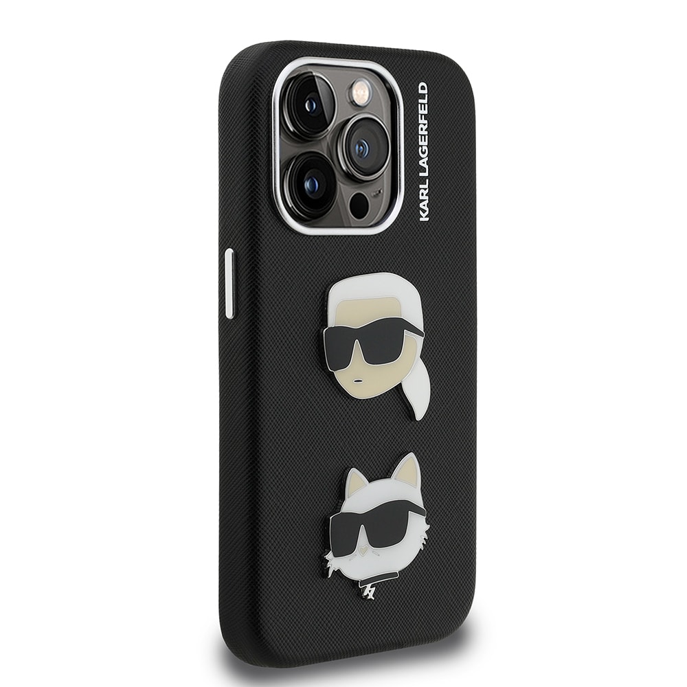 Apple iPhone 15 Pro Max Kılıf Karl Lagerfeld Orjinal Lisanslı K&C Heads Pin Kapak