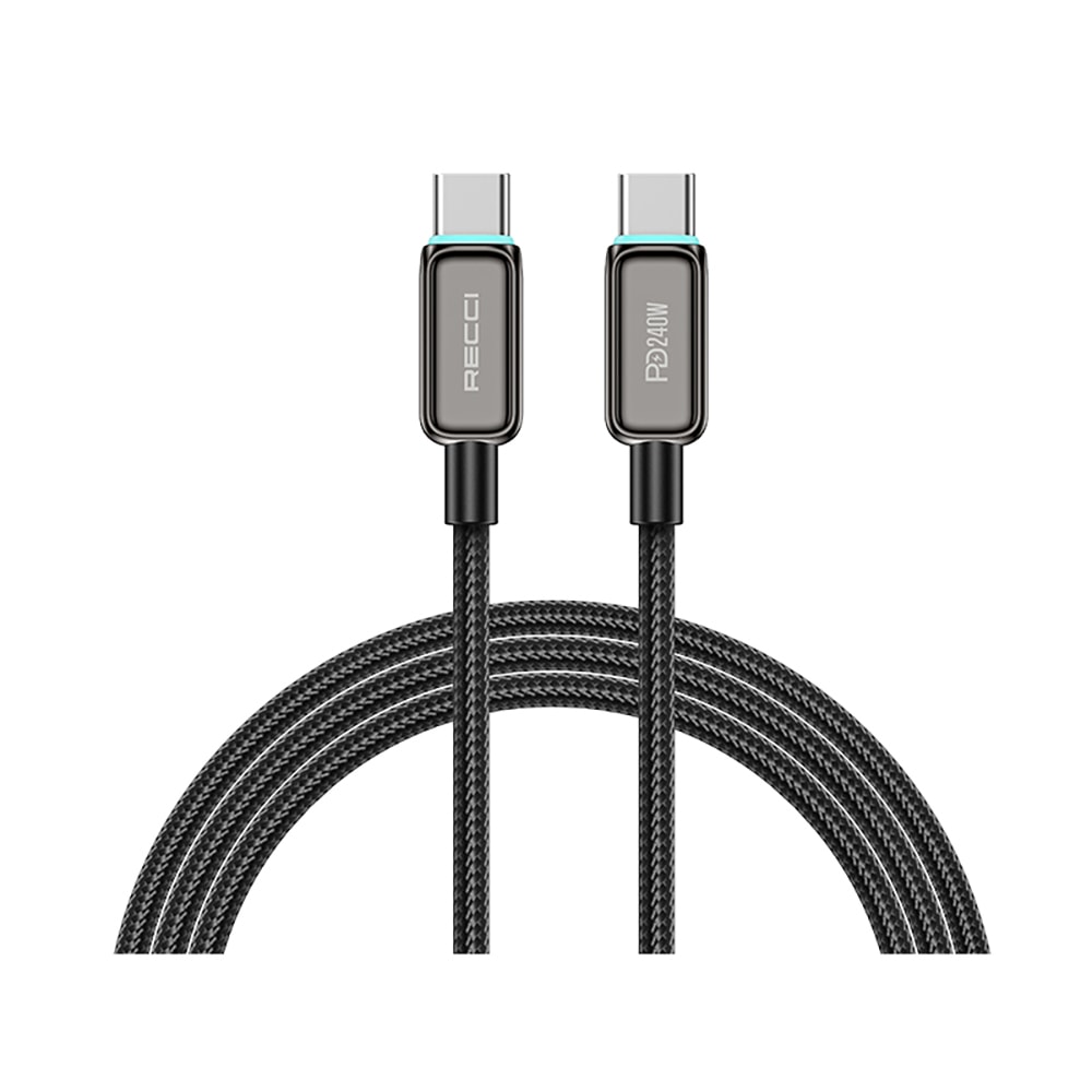 Recci RS42CC Lamp Display Serisi Type-C to Type-C PD 240W Hızlı Şarj Özellikli Data ve Şarj Kablosu 1.5M image