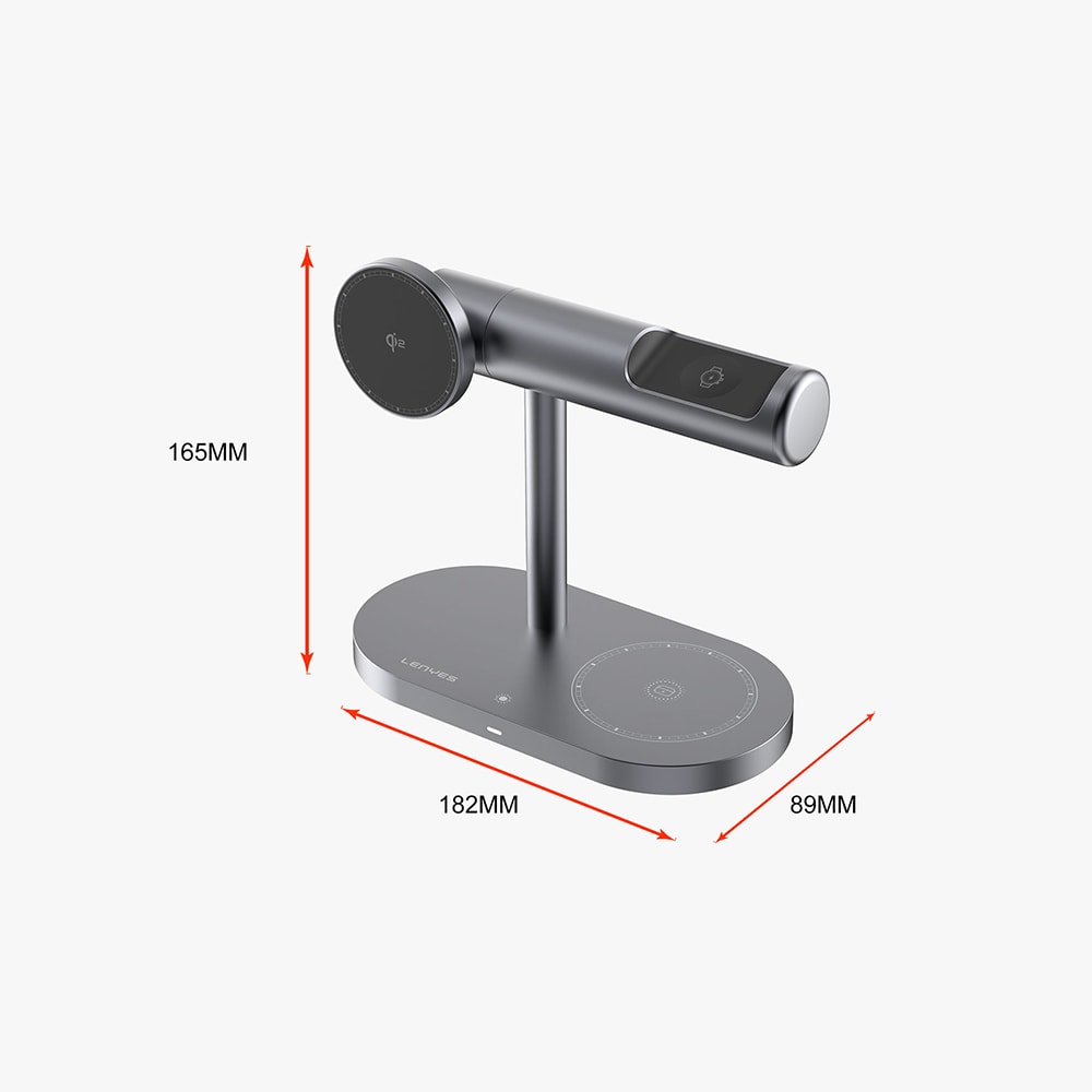 Lenyes PW319 Qi2 Şarj Teknolojili Ambiyans Işıklı Telefon&Akıllı Saat&Kulaklık 15W 3in1 Kablosuz Şarj Standı