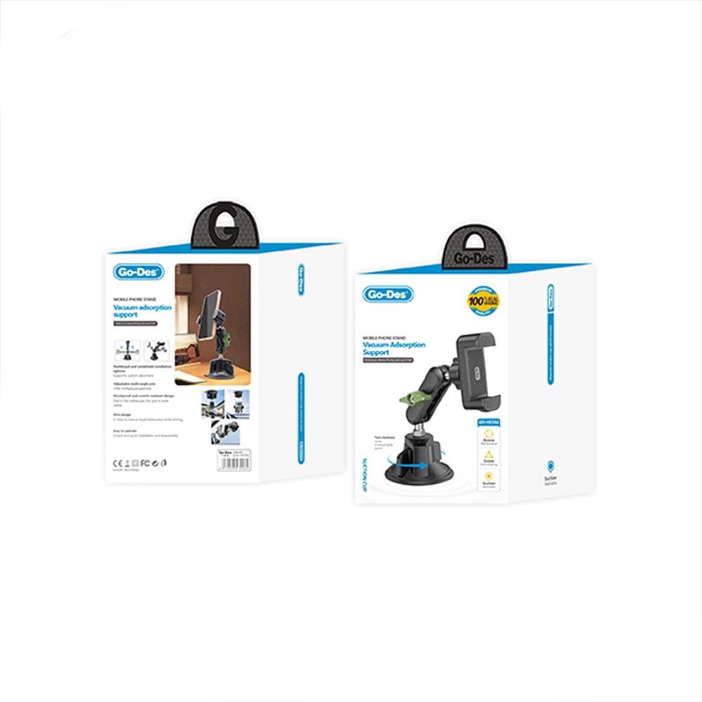 Go Des GD-HD362 360 Derece Dönebilen Vakumlu Tasarım Araç İçi Telefon Tutucu