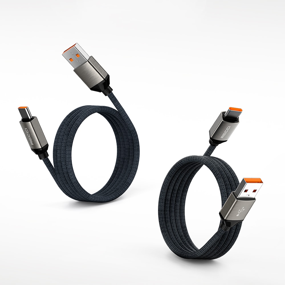 Recci RS35C USB-A to Type-C Örgü Tasarımlı Hızlı Şarj Özellikli Data ve Şarj Kablosu 1M