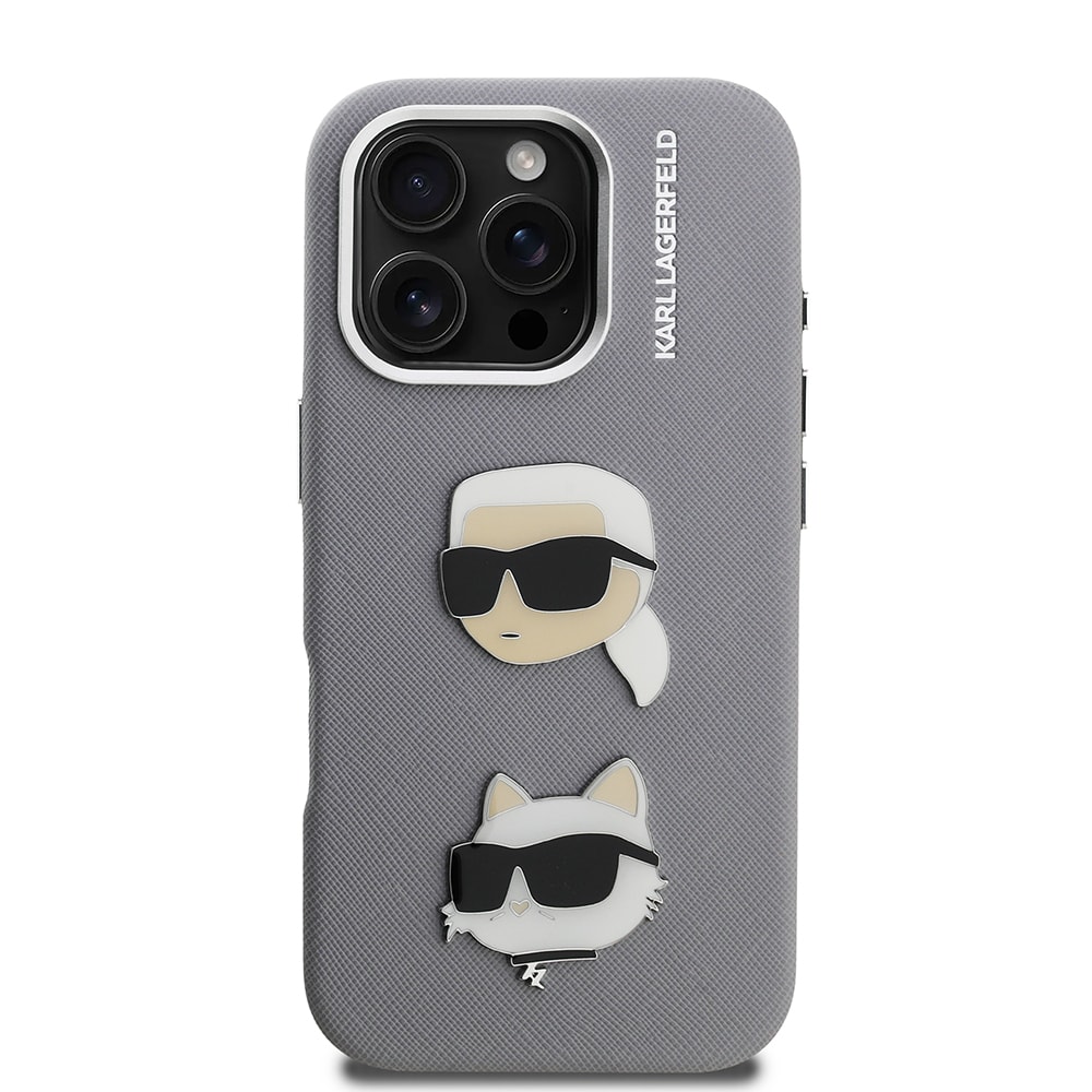 Apple iPhone 16 Pro Max Kılıf Karl Lagerfeld Orjinal Lisanslı K&C Heads Pin Kapak