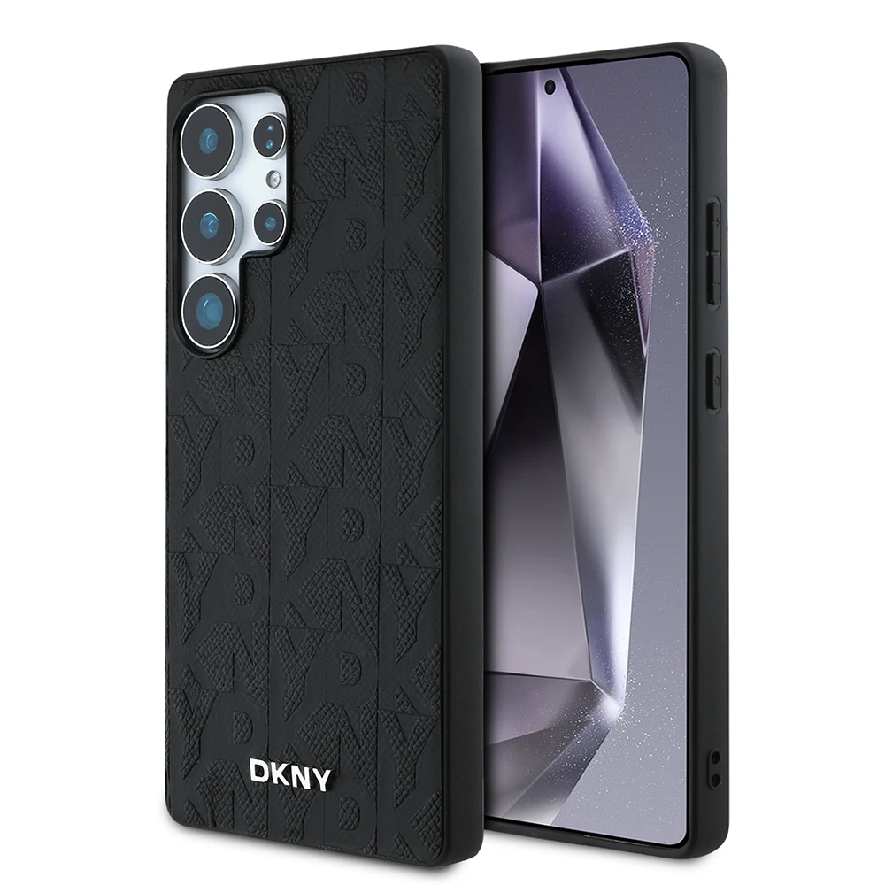 Galaxy S25 Ultra Kılıf DKNY Orjinal Lisanslı Magnetik PU Deri Grid Pattern Kapak