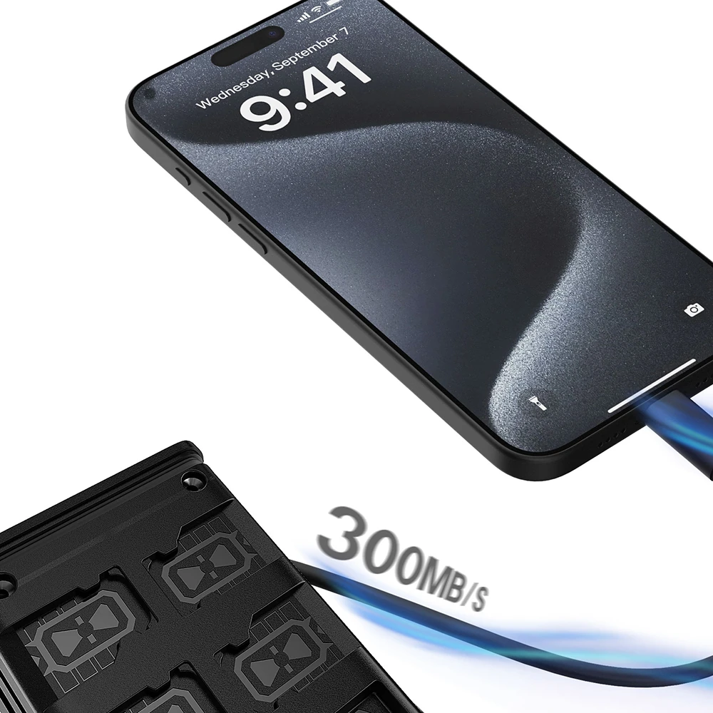 Lenyes LCR03 Type-C Kablolu Su Geçirmez Çoklu Kart Depolama ve Okuyucu Kutusu 10 Gbps