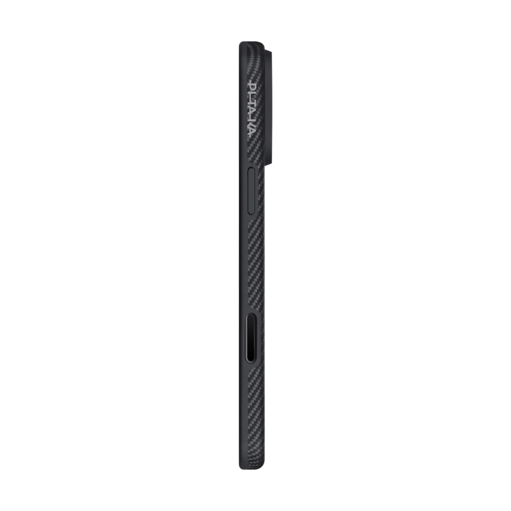 Apple iPhone 17 Pro Max Kılıf M-safe Şarj Özellikli 1500D Aramid Fiber Pitaka Military-Grade Classic Serisi Black-Grey Twill Kapak