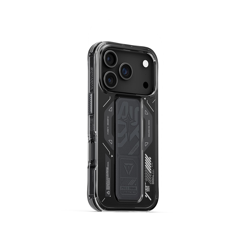 Apple iPhone 17 Pro Kılıf M-safe Şarj Özellikli Teknoloji Desenli Skinarma Helio Mag Charge Standlı Kapak