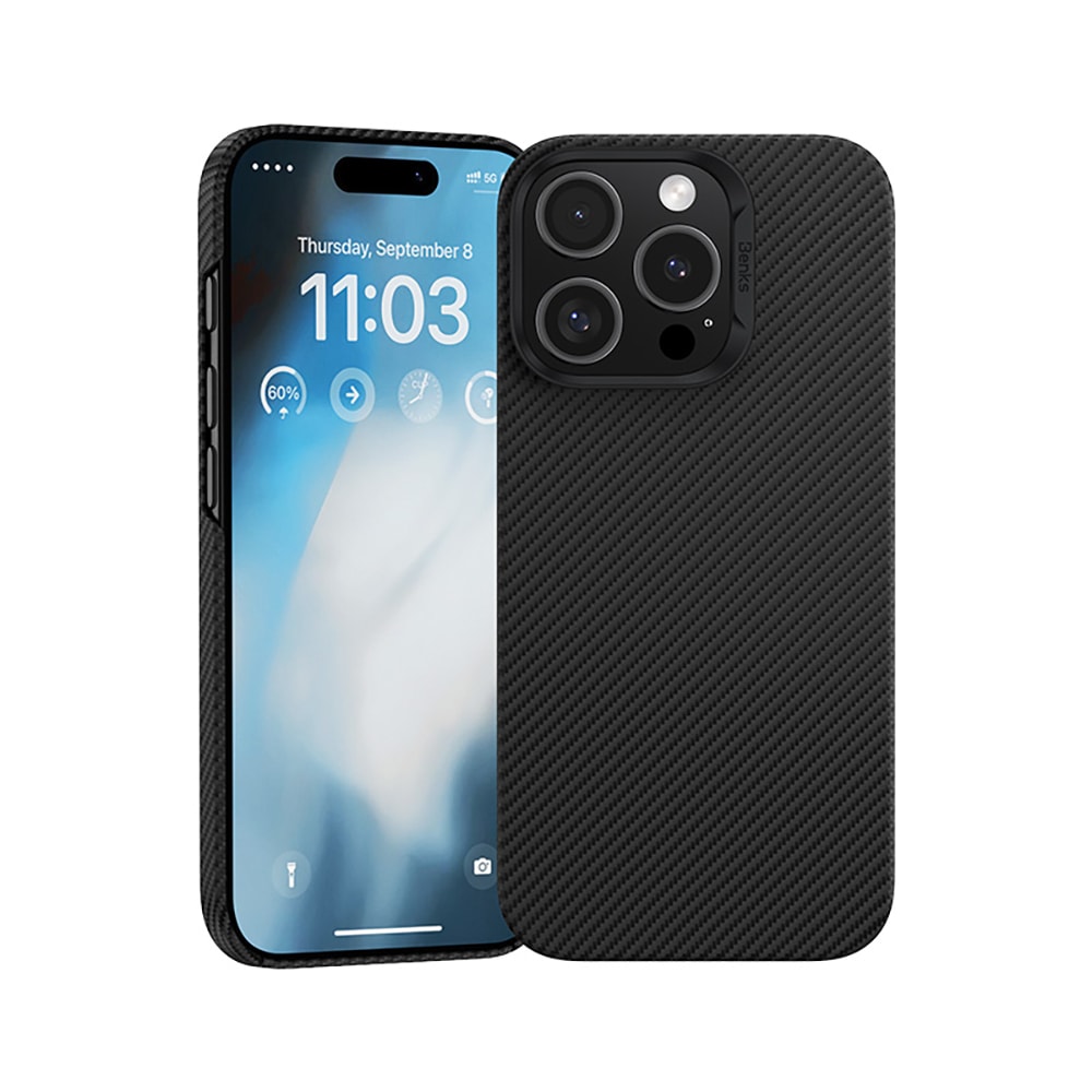 Apple iPhone 16 Pro Kılıf Benks M-safe Şarj Özellikli Metal Kamera Çerçeveli Magnetik ArmorAir 600D Kevlar Fiber Kapak image