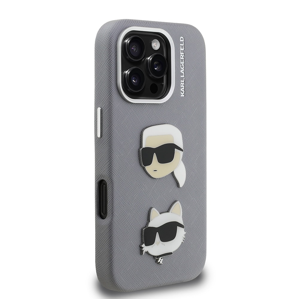 Apple iPhone 16 Pro Max Kılıf Karl Lagerfeld Orjinal Lisanslı K&C Heads Pin Kapak