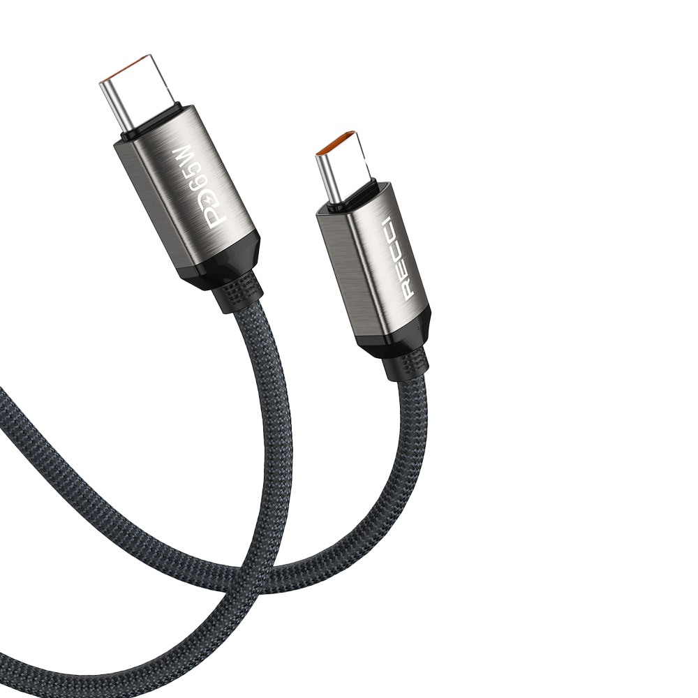 Recci RS35CC Type-C to Type-C PD 65W Örgü Tasarımlı Hızlı Şarj Özellikli Data ve Şarj Kablosu 1M image