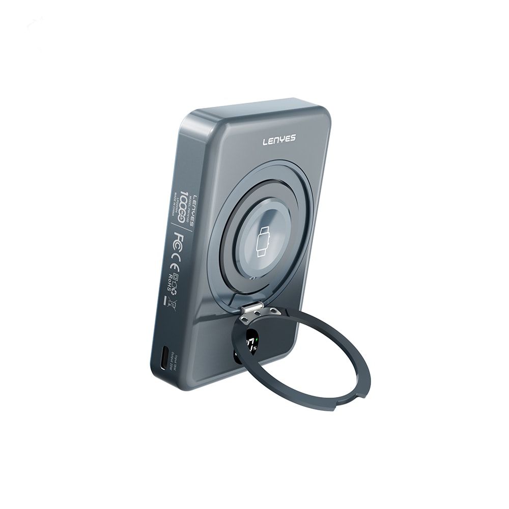 Lenyes PW1010D PD 20W Dijital LED Göstergeli Akıllı Saat Kablosuz Şarj Özellikli Standlı Wireless Powerbank 15W 10000mAh image