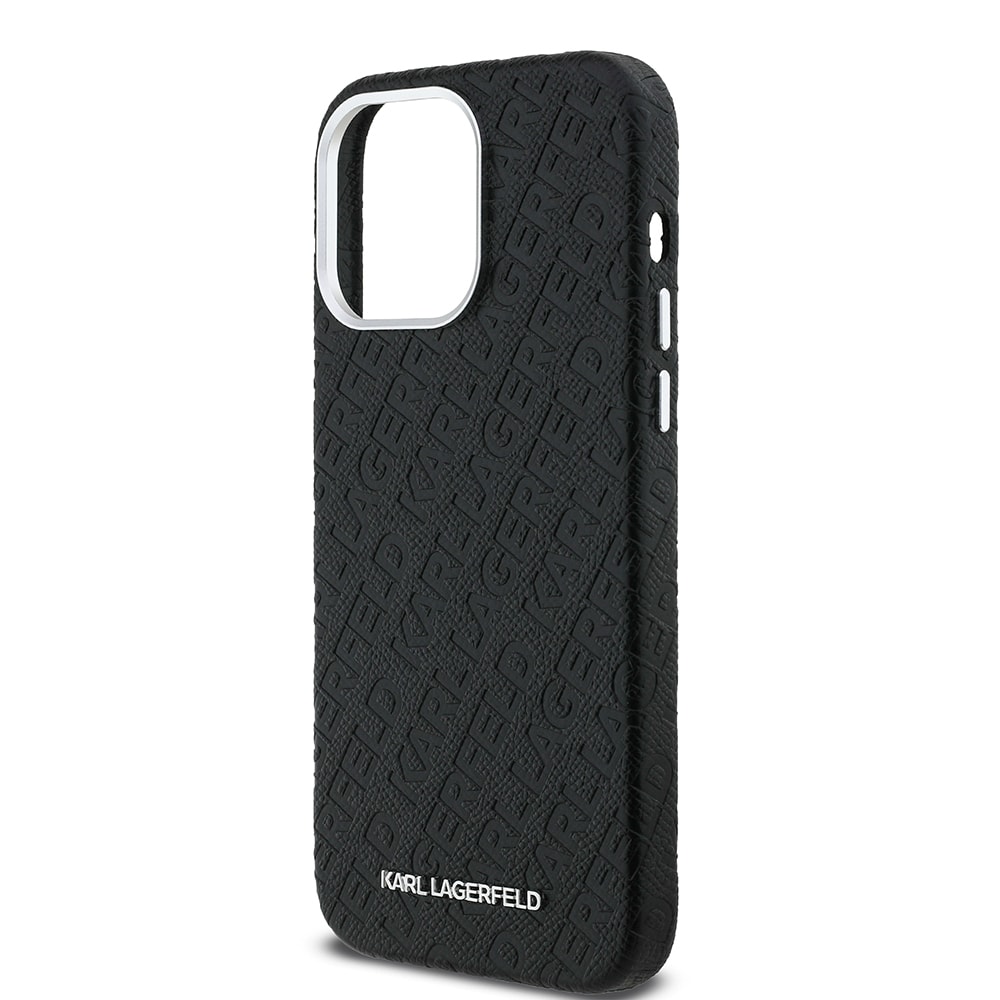 Apple iPhone 14 Pro Max Kılıf Karl Lagerfeld Orjinal Lisanslı PU Deri Damgalı Metal Yazı Logolu Kapak