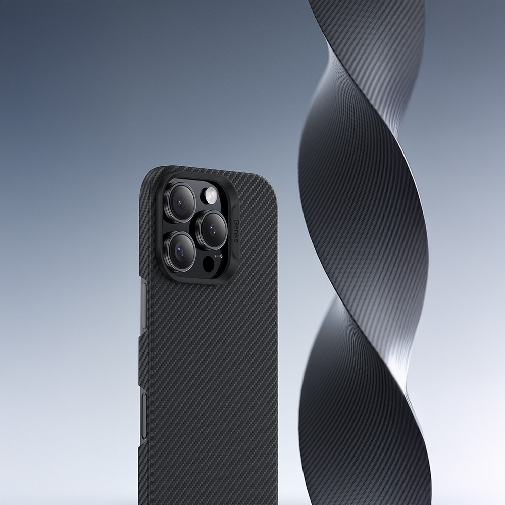 Apple iPhone 16 Pro Kılıf Benks M-safe Şarj Özellikli Metal Kamera Çerçeveli Magnetik ArmorAir 600D Kevlar Fiber Kapak