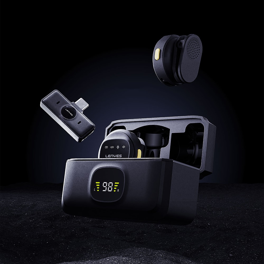 Lenyes LM204-TC Type-C Şarj Portlu Akıllı Gürültü Engelleyicili Type-C Bağlantılı Kablosuz Yaka Mikrofonu