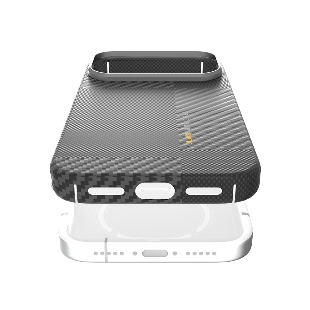 Apple iPhone 17 Pro Max Kılıf M-safe Şarj Özellikli 600D Metal Kamera Çerçeveli Raptic Aramid Fiber Geotik Serisi Kapak