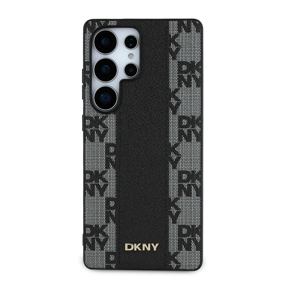 Galaxy S25 Ultra Kılıf DKNY Orjinal Lisanslı M-safe Şarj Özellikli 3D Yazılı Checkered Pattern Kapak