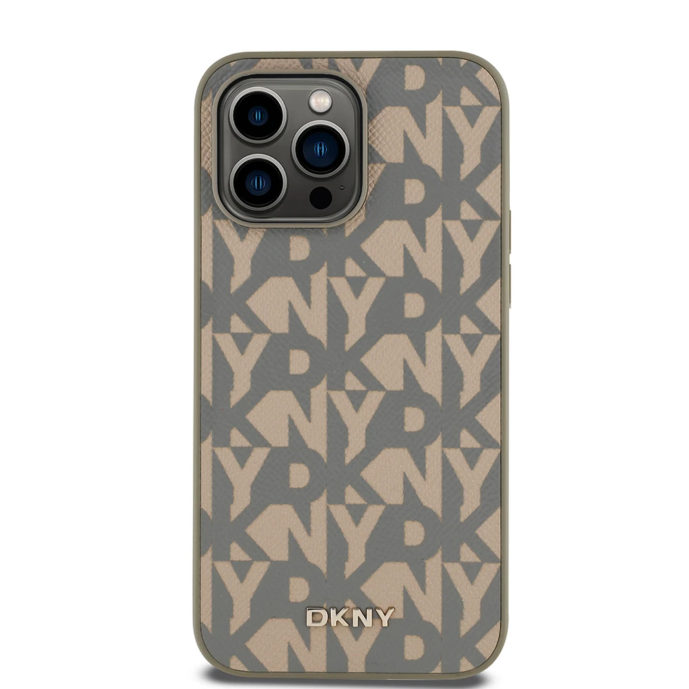 iPhone 14 Pro Max Kılıf DKNY Orjinal Lisanslı M-safe Şarj Özellikli 3D Yazılı Grid Pattern Kapak