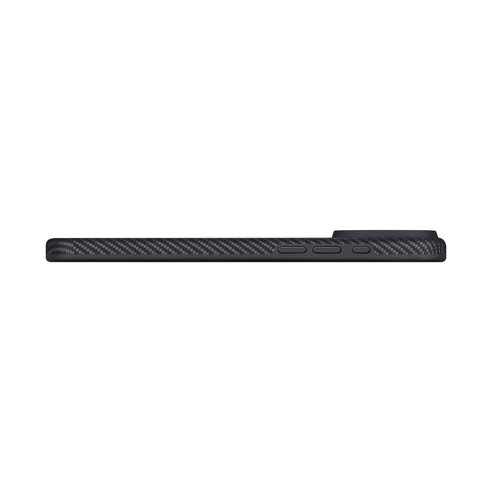 Apple iPhone 17 Pro Max Kılıf M-safe Şarj Özellikli 1500D Aramid Fiber Pitaka Military-Grade Classic Serisi Black-Grey Twill Kapak