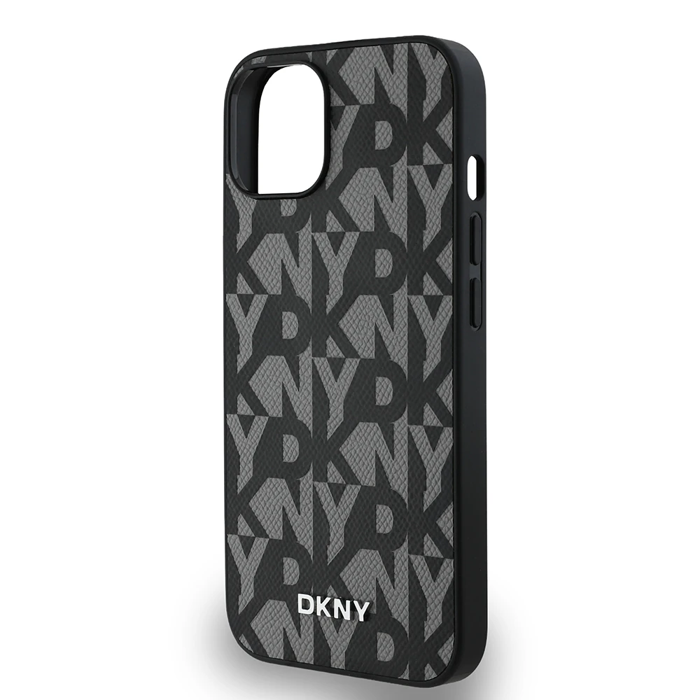iPhone 14 Kılıf DKNY Orjinal Lisanslı M-safe Şarj Özellikli 3D Yazılı Grid Pattern Kapak