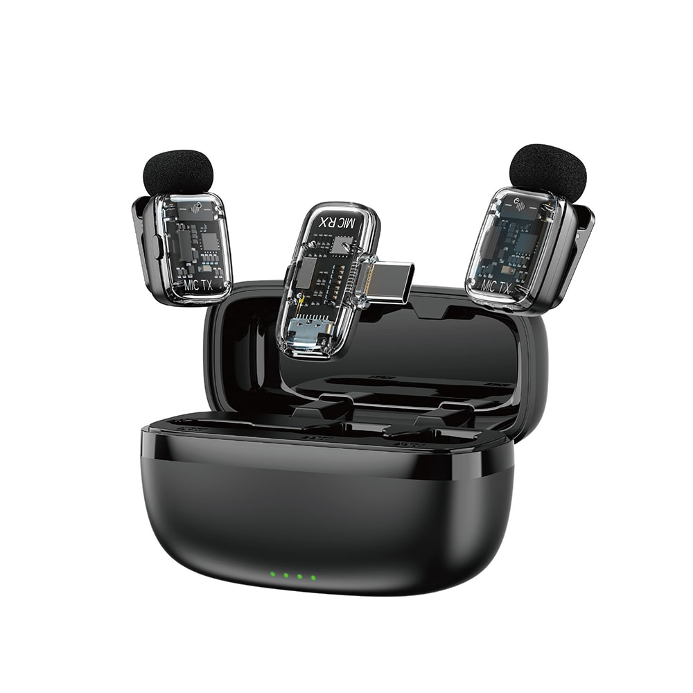 Wiwu Wi-WM008 2in1 Type-C Portlu ANC Özellikli Kablosuz Yaka Mikrofonu image